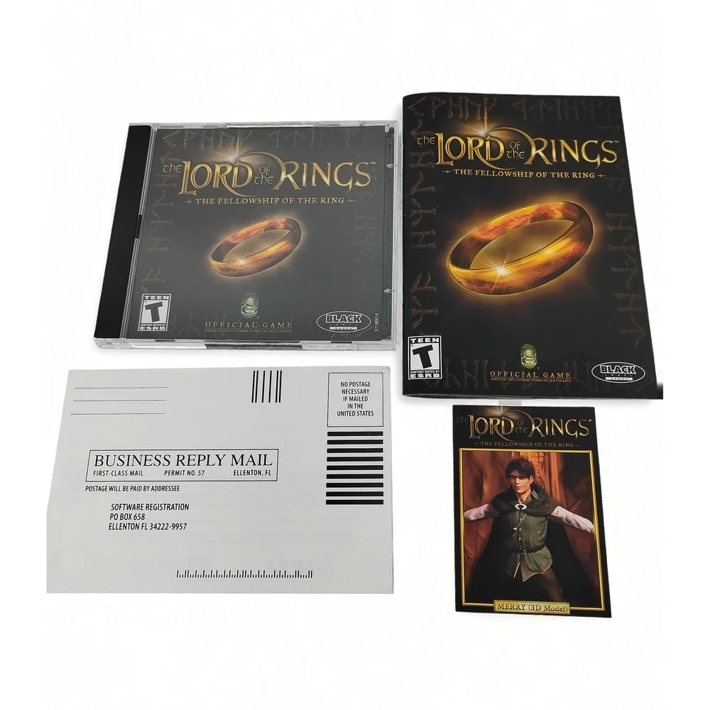 LOTR Fellowship of the Ring PC Game 2002 Black Label RPG Tactical Adventure Card